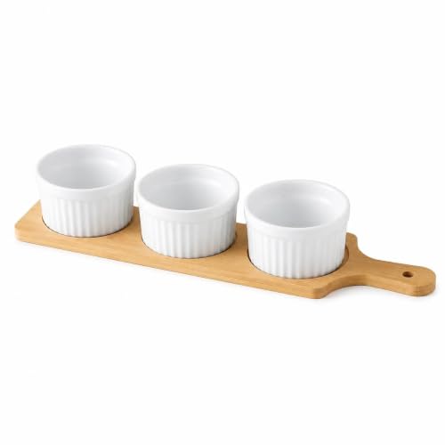 TRENDIVIBE Ceramic Divided Fruit Plate with 3 Compartments, Snack